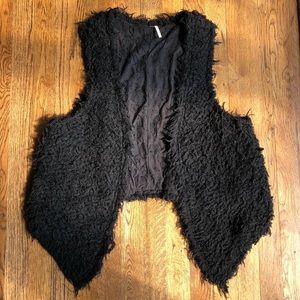 Free People Fuzzy Black Vest